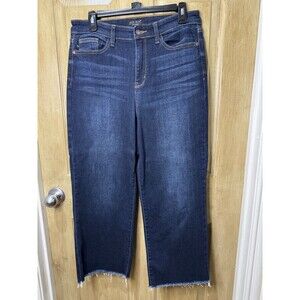 Judy Blue Womens 9 / 29 High Waist Cropped Wide Leg Jeans  Dark Stretch JB82517